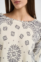 Maglia donna stampa bandana panna MELA BANDANA BICO 2913BLANC KUJTEN 
