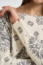 Maglia donna stampa bandana panna MELA BANDANA BICO 2913BLANC KUJTEN 