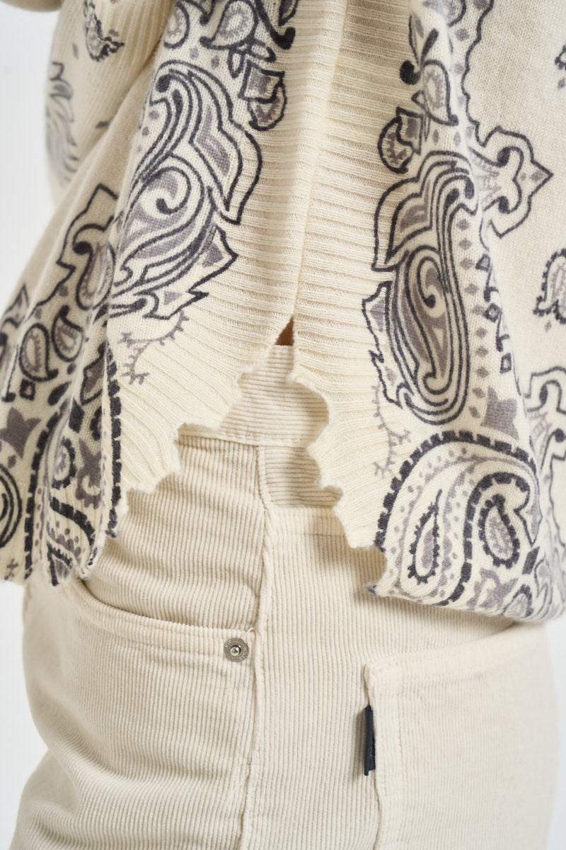 Maglia donna stampa bandana panna MELA BANDANA BICO 2913BLANC KUJTEN 