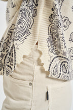 Maglia donna stampa bandana panna MELA BANDANA BICO 2913BLANC KUJTEN 