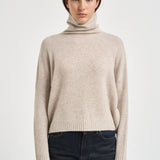 Maglia donna Tila collo alto beige chiaro TILA AVOINE KUJTEN 