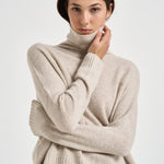 Maglia donna Tila collo alto beige chiaro TILA AVOINE KUJTEN 