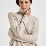 Maglia donna Tila collo alto beige chiaro TILA AVOINE KUJTEN 