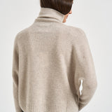 Maglia donna Tila collo alto beige chiaro TILA AVOINE KUJTEN 