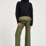 Maglione donna High Kick con piume nero PUL0174 BL01 LA DOUBLE J. 
