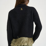 Maglione donna High Kick con piume nero PUL0174 BL01 LA DOUBLE J. 