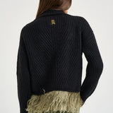 Maglione donna High Kick con piume nero PUL0174 BL01 LA DOUBLE J. 