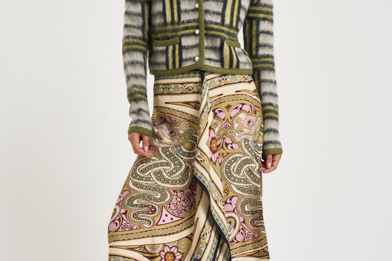 Cardigan donna Check multicolor verde PUL0410 BR05 LA DOUBLE J. 