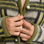 Cardigan donna Check multicolor verde PUL0410 BR05 LA DOUBLE J. 