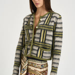 Cardigan donna Check multicolor verde PUL0410 BR05 LA DOUBLE J. 