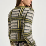 Cardigan donna Check multicolor verde PUL0410 BR05 LA DOUBLE J. 