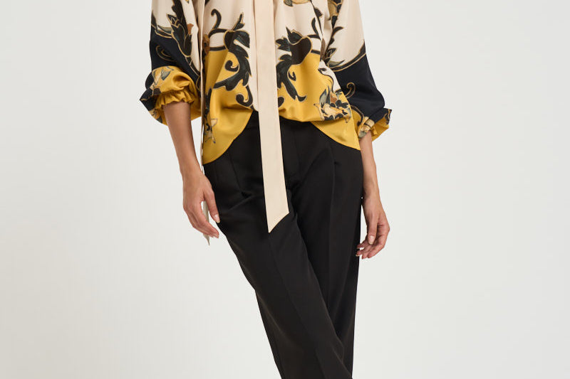 Blusa donna Cerere con fiocco multicolor SHI0086 YE05 LA DOUBLE J. 