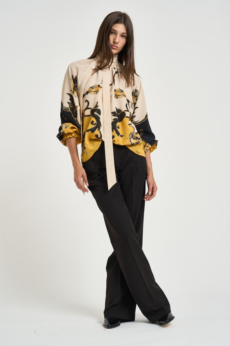 Blusa donna Cerere con fiocco multicolor SHI0086 YE05 LA DOUBLE J. 