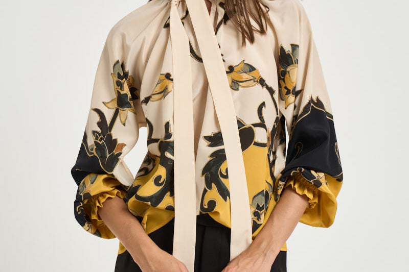 Blusa donna Cerere con fiocco multicolor SHI0086 YE05 LA DOUBLE J. 