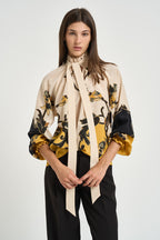 Blusa donna Cerere con fiocco multicolor SHI0086 YE05 LA DOUBLE J. 