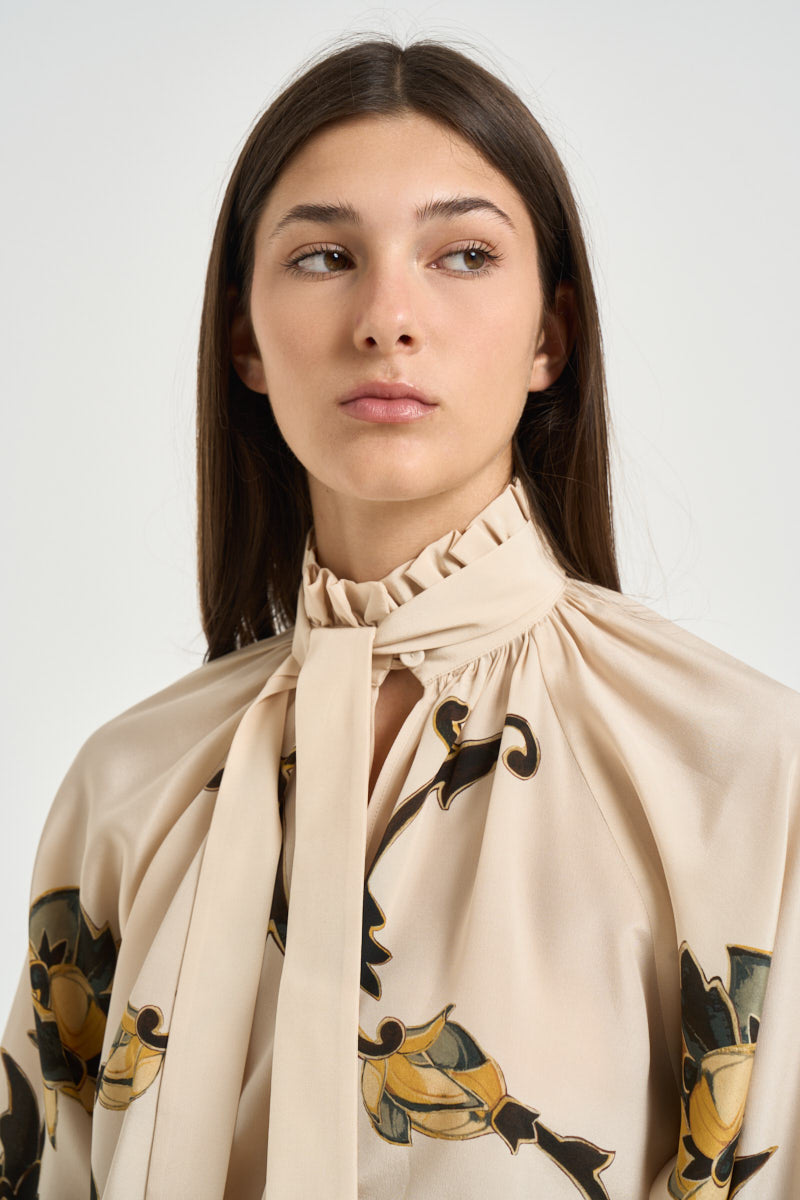 Blusa donna Cerere con fiocco multicolor SHI0086 YE05 LA DOUBLE J. 