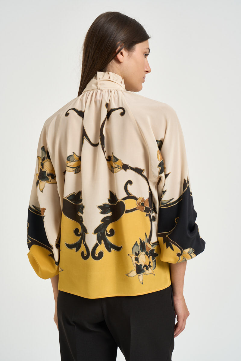Blusa donna Cerere con fiocco multicolor SHI0086 YE05 LA DOUBLE J. 