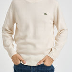 Maglione uomo girocollo panna AH2916 XFJ LACOSTE 