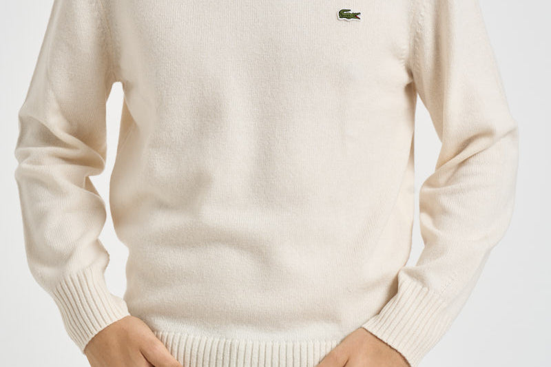 Maglione uomo girocollo panna AH2916 XFJ LACOSTE 