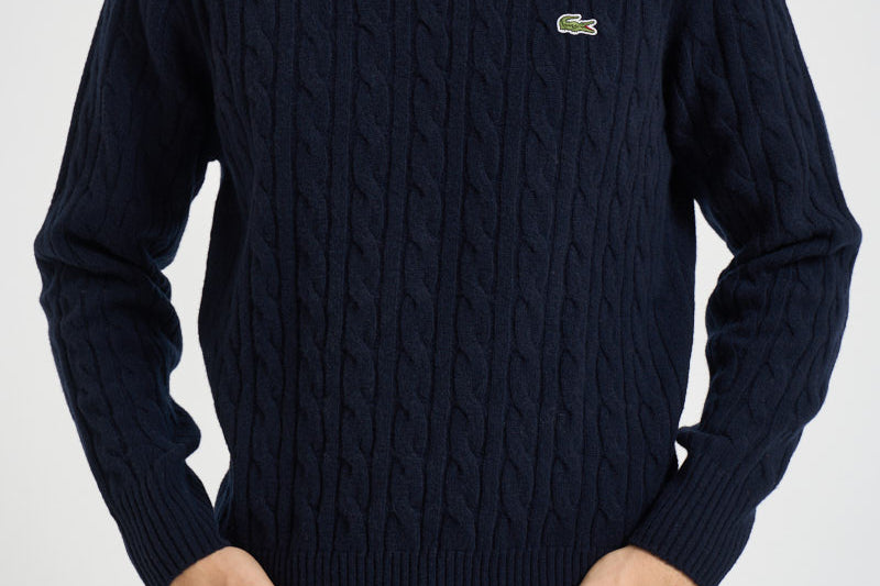 Maglione uomo a trecce blu navy AH2924 166 LACOSTE 