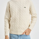 Maglione uomo a trecce panna AH2924 XFJ LACOSTE 