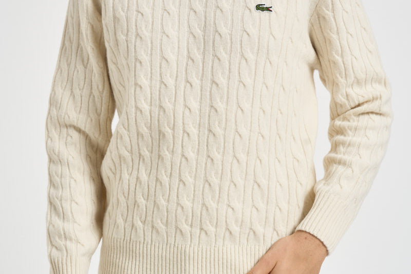 Maglione uomo a trecce panna AH2924 XFJ LACOSTE 