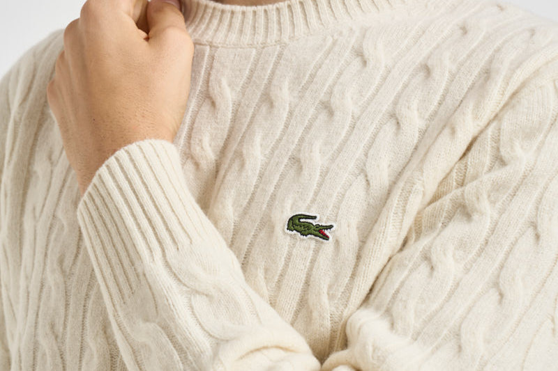 Maglione uomo a trecce panna AH2924 XFJ LACOSTE 