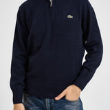 Maglione uomo mezza zip blu navy AH3052 166 LACOSTE 