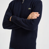 Maglione uomo mezza zip blu navy AH3052 166 LACOSTE 