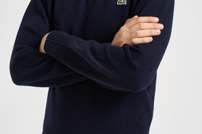 Maglione uomo mezza zip blu navy AH3052 166 LACOSTE 