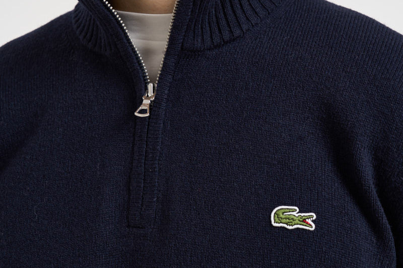 Maglione uomo mezza zip blu navy AH3052 166 LACOSTE 