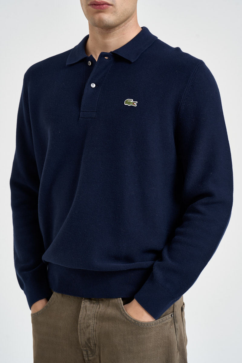 Polo uomo in cotone blu navy AH9904 166 LACOSTE 