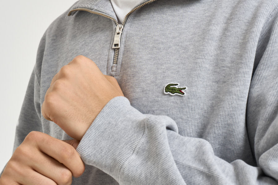 Felpa uomo in cotone grigio chiaro SH1927 CCA LACOSTE 