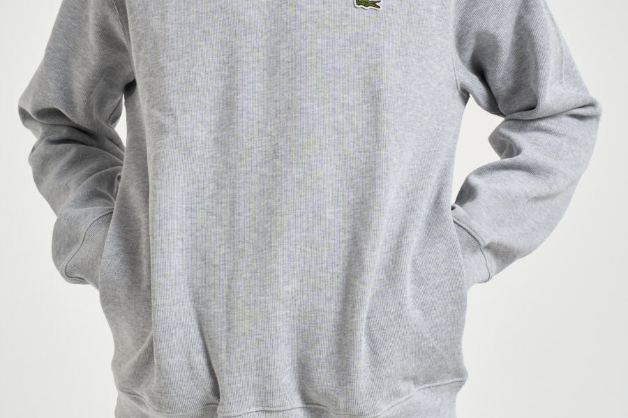 Felpa uomo in cotone grigio chiaro SH1927 CCA LACOSTE 