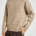 Maglia uomo collo a V sabbia mèlange 1002173 LIGHTSANDMELANGE LES DEUX 