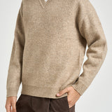 Maglia uomo collo a V sabbia mèlange 1002173 LIGHTSANDMELANGE LES DEUX 