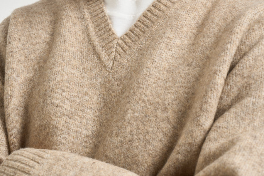 Maglia uomo collo a V sabbia mèlange 1002173 LIGHTSANDMELANGE LES DEUX 