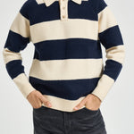 Polo uomo a righe panna e blu 1002189 IVORY LES DEUX 