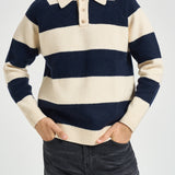 Polo uomo a righe panna e blu 1002189 IVORY LES DEUX 