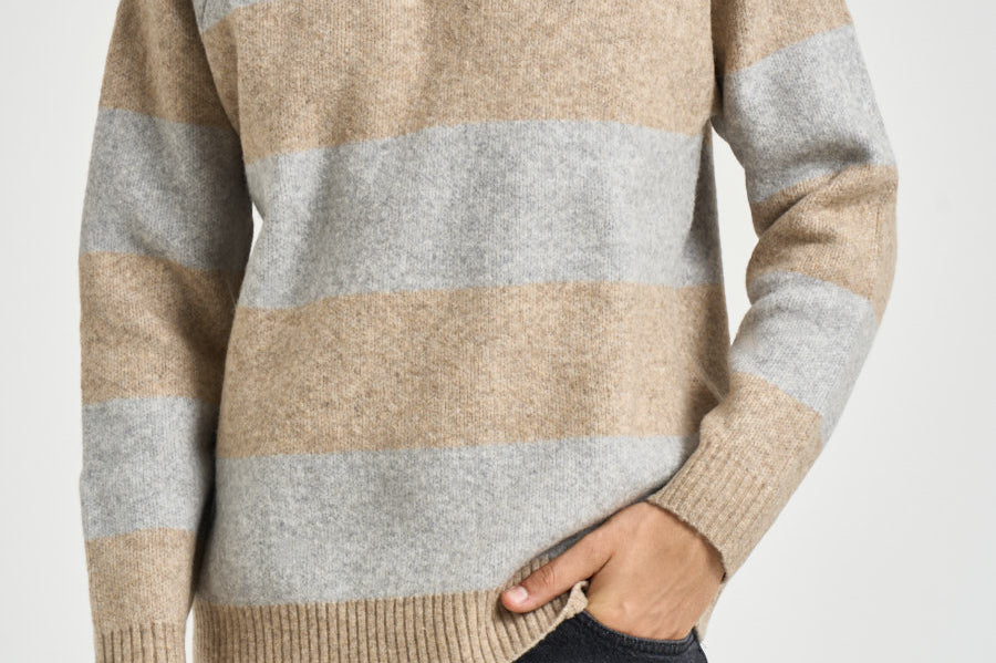 Polo uomo knitted grigia e sabbia 1002189 LIGHTSANDMELANGE LES DEUX 