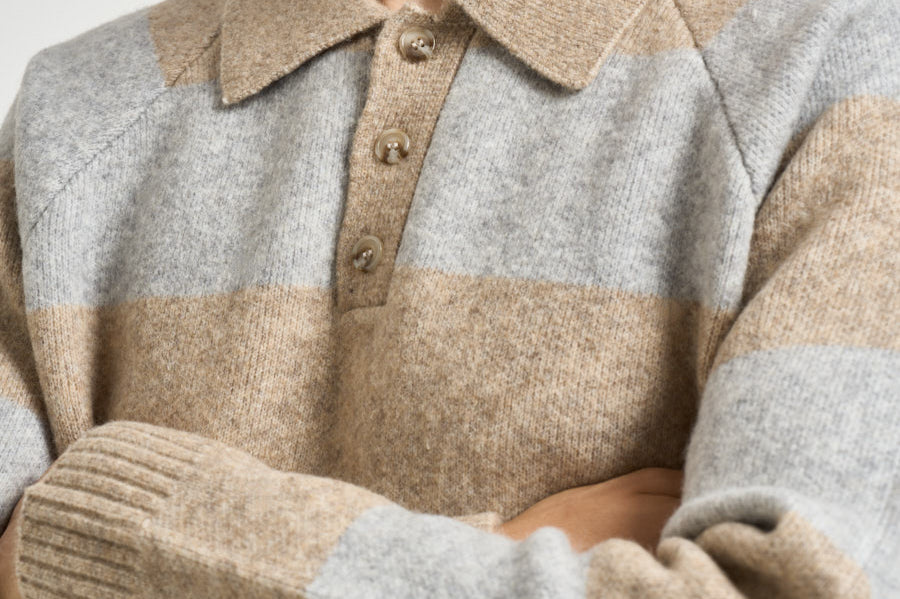 Polo uomo knitted grigia e sabbia 1002189 LIGHTSANDMELANGE LES DEUX 