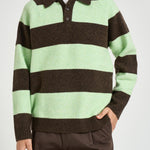 Polo uomo knitted marrone e verde 1002189 MOUNTAINGREYMELANGE LES DEUX 