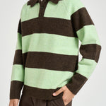 Polo uomo knitted marrone e verde 1002189 MOUNTAINGREYMELANGE LES DEUX 