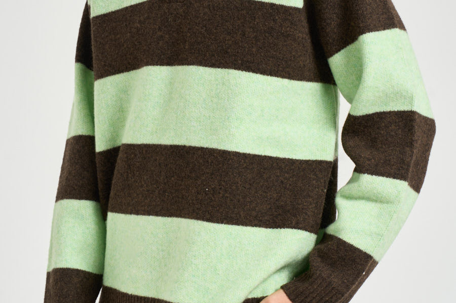 Polo uomo knitted marrone e verde 1002189 MOUNTAINGREYMELANGE LES DEUX 