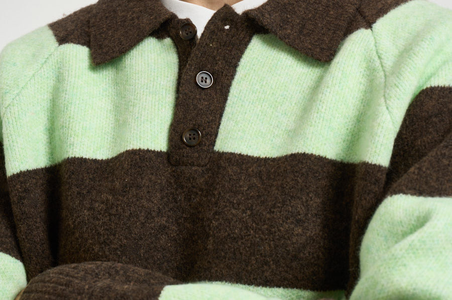 Polo uomo knitted marrone e verde 1002189 MOUNTAINGREYMELANGE LES DEUX 