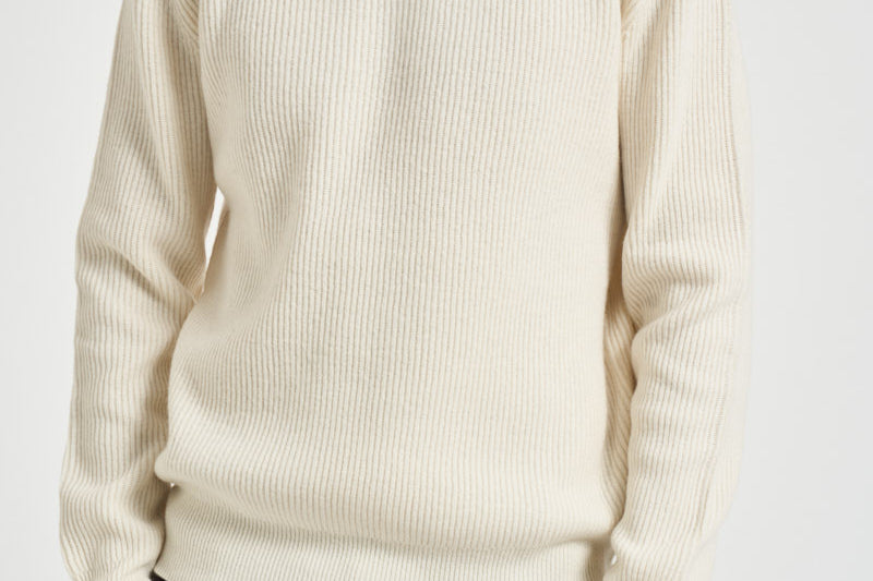 Maglia uomoWool Rib Roundneck Knit panna 1002194 IVORYMELANGE LES DEUX 