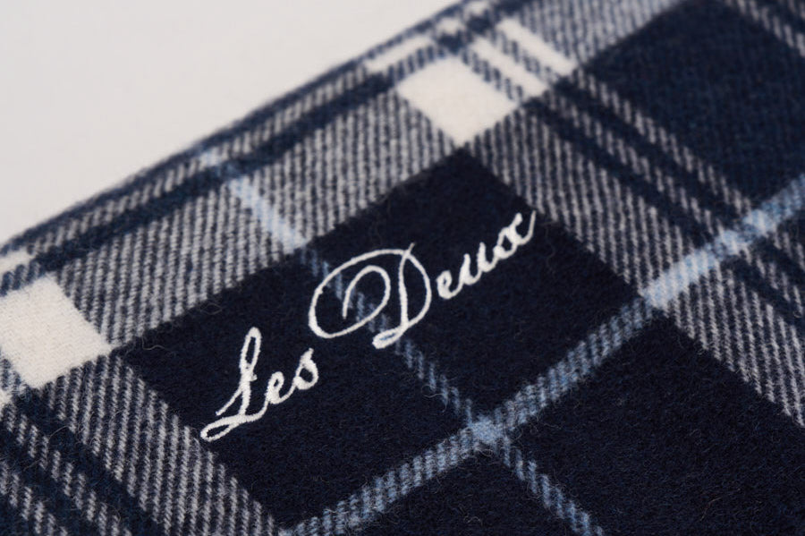 Sciarpa uomo tartan blu e bianca 1002384 DARKNAVY LES DEUX 