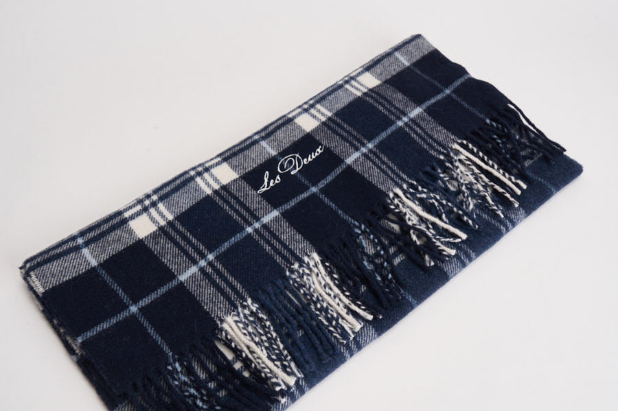 Sciarpa uomo tartan blu e bianca 1002384 DARKNAVY LES DEUX 