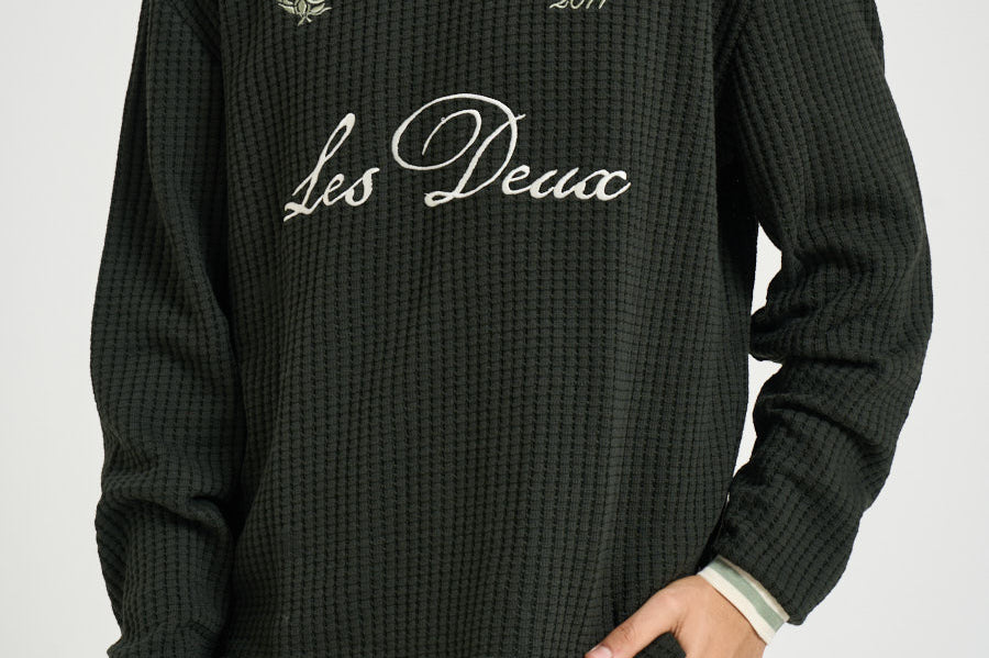 Felpa Waffle Ls Football Jersey verde oliva 1002486 ROSINGREEN LES DEUX 