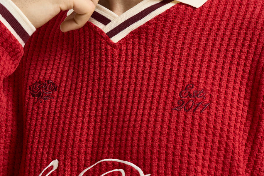 Felpa Waffle Ls Football Jersey rossa 1002486 SAMBA LES DEUX 